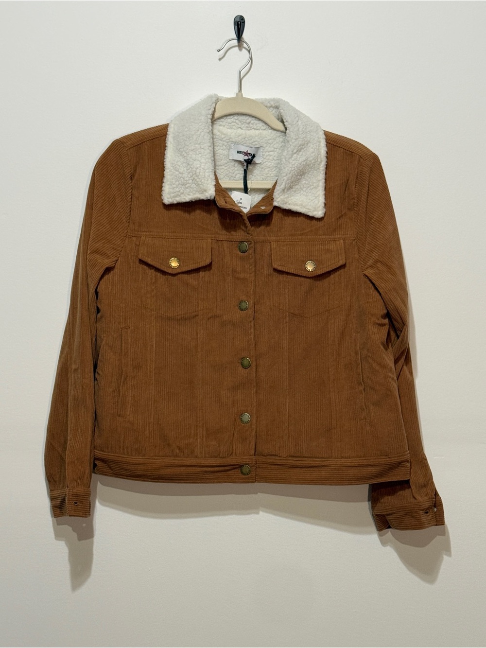 NWT Red Star Corduroy Sherpa-Lined Jacket in Brown - Women Size Medium